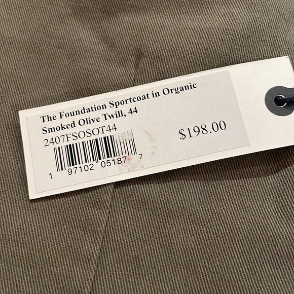 TAYLOR STITCH The Foundation SportCoat in Organic Smoked Olive Twill Size 44 NWT - Picture 2 of 4